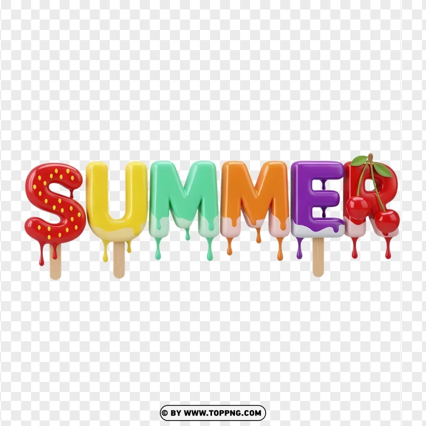 Colorful Dripping Summer Text Illustration PNG Transparent Background