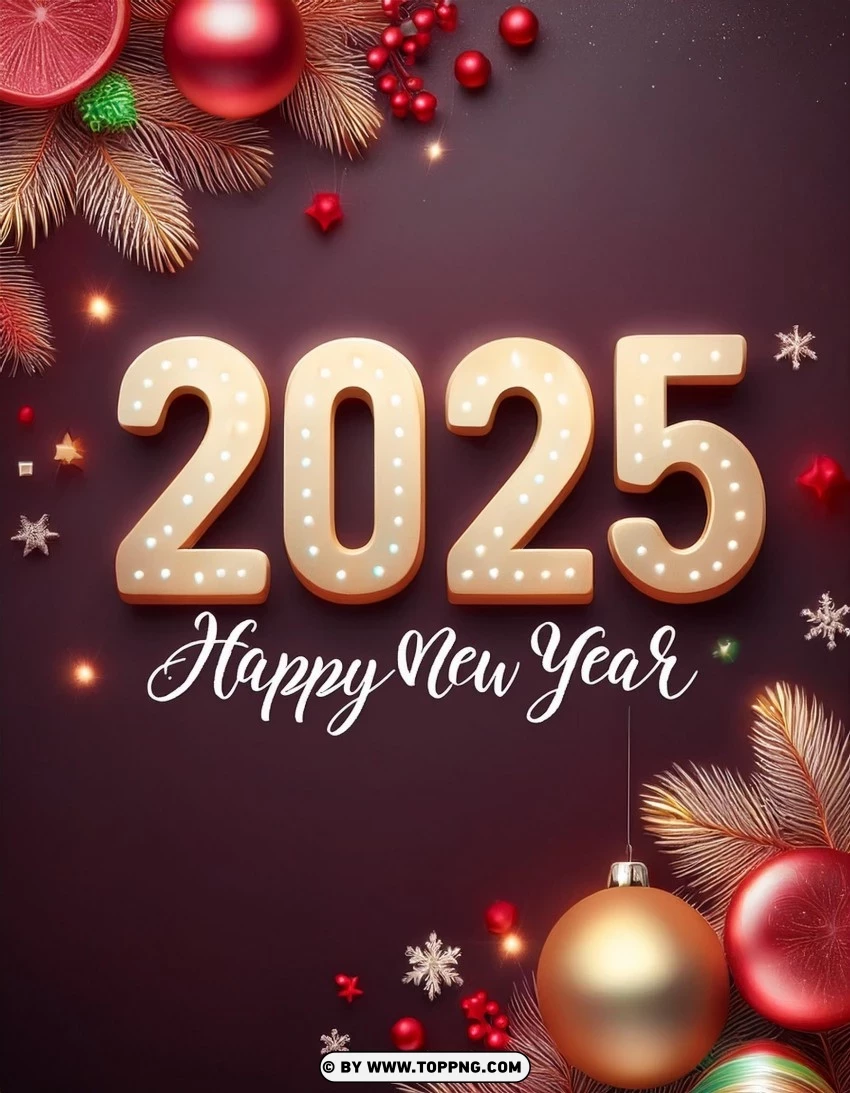 Sparkling Lights Celebration 2025 Bright Wishes Greeting PNG Transparent Background