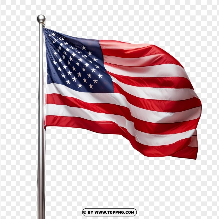 Realistic American Flag In Motion PNG Transparent Background