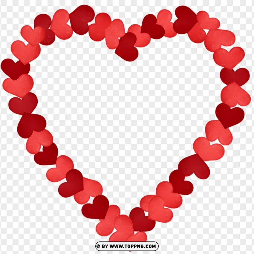Heart Frame With Romantic Red Hearts PNG Transparent Background