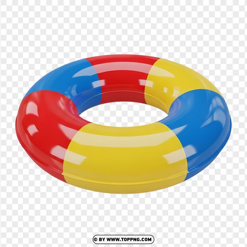 Yellow Red Blue Striped Pool Float Ring PNG Transparent Background