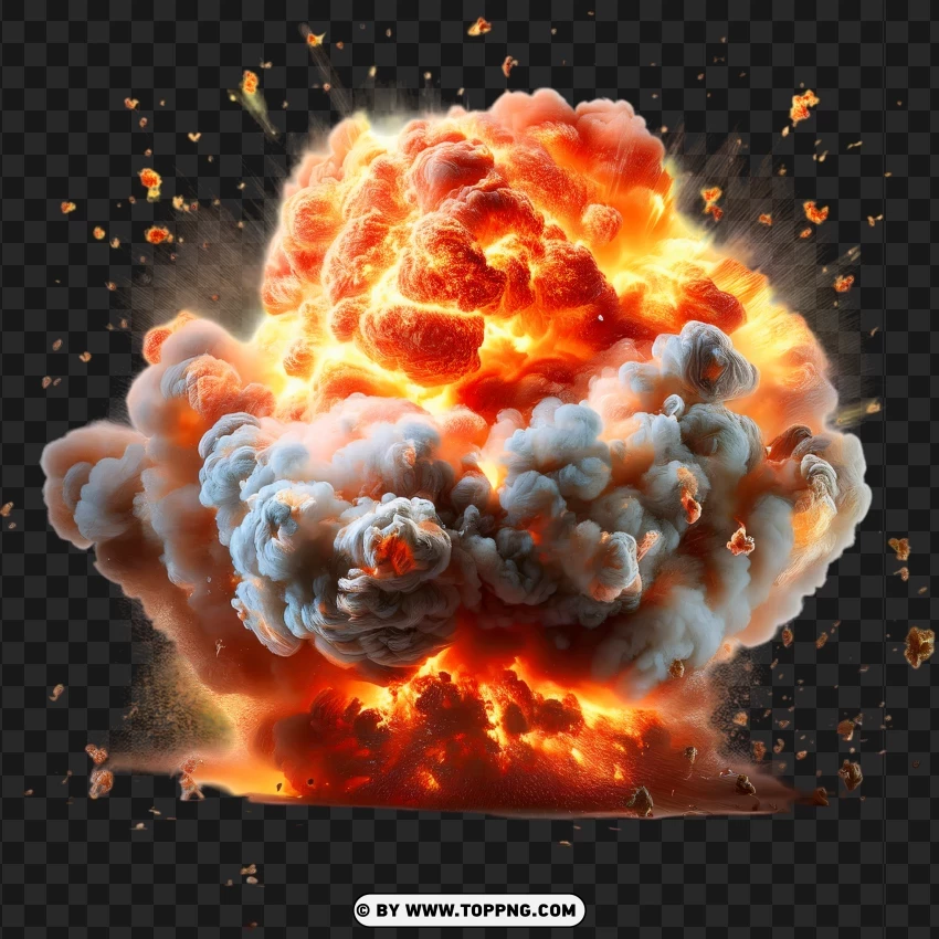 Large Powerful Explosion With Fire PNG Transparent Background