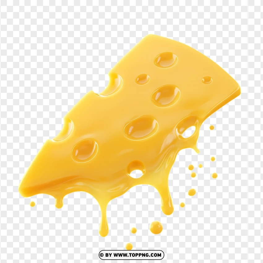 Realistic Melting Yellow Swiss Cheese PNG Transparent Background