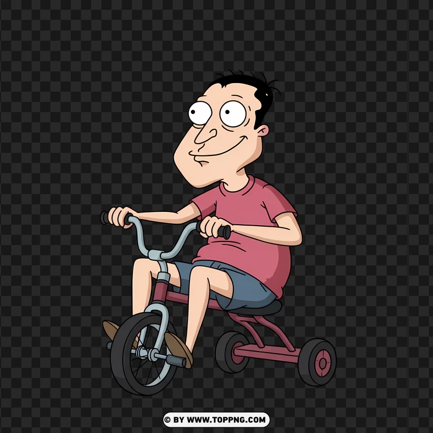 Quagmire Riding A Tiny Tricycle Hilarious Clipart PNG Transparent Background