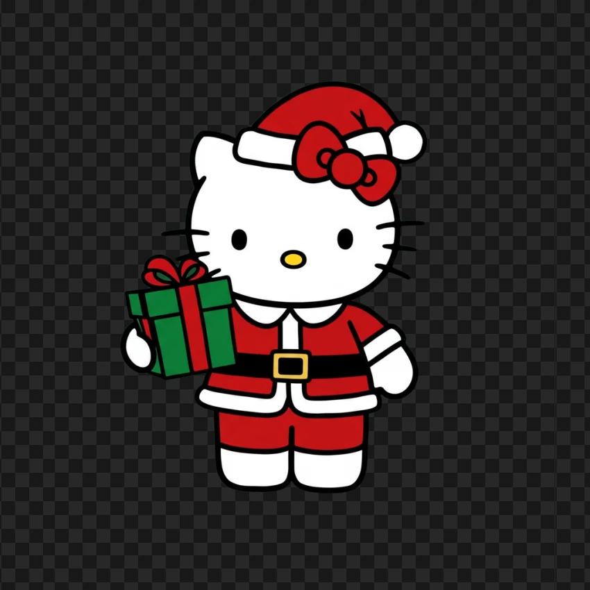 Hello Kitty Christmas Gift PNG Transparent Background