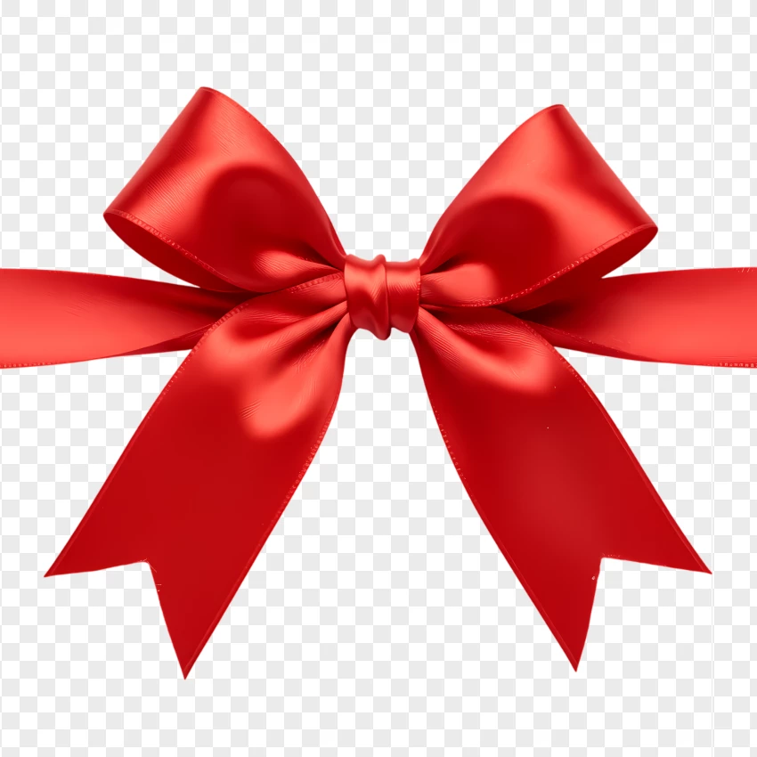 Hd Red Satin Bow With Wide Loops PNG Transparent Background