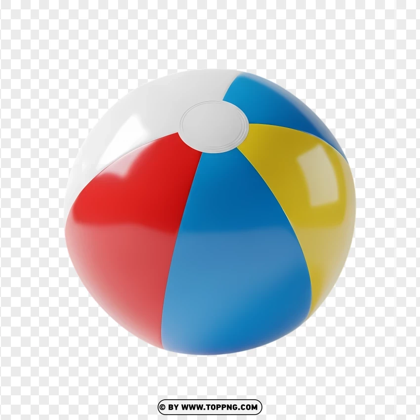 Glossy Beach Ball In Red Yellow Blue Colors PNG Transparent Background