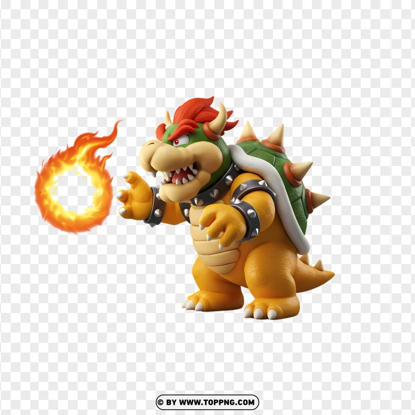 Mini Bowser Shooting Fireball Illustration PNG Transparent Background