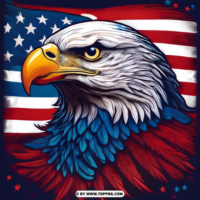 American Eagle And Flag Illustration PNG Transparent Background