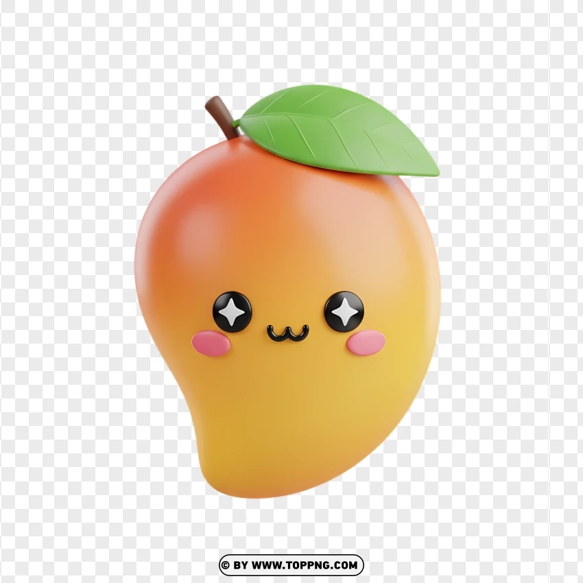 Cute 3d Mango Fruit Character With Face PNG Transparent Background