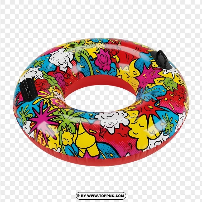 Tropical Print Inflatable Swim Ring PNG Transparent Background