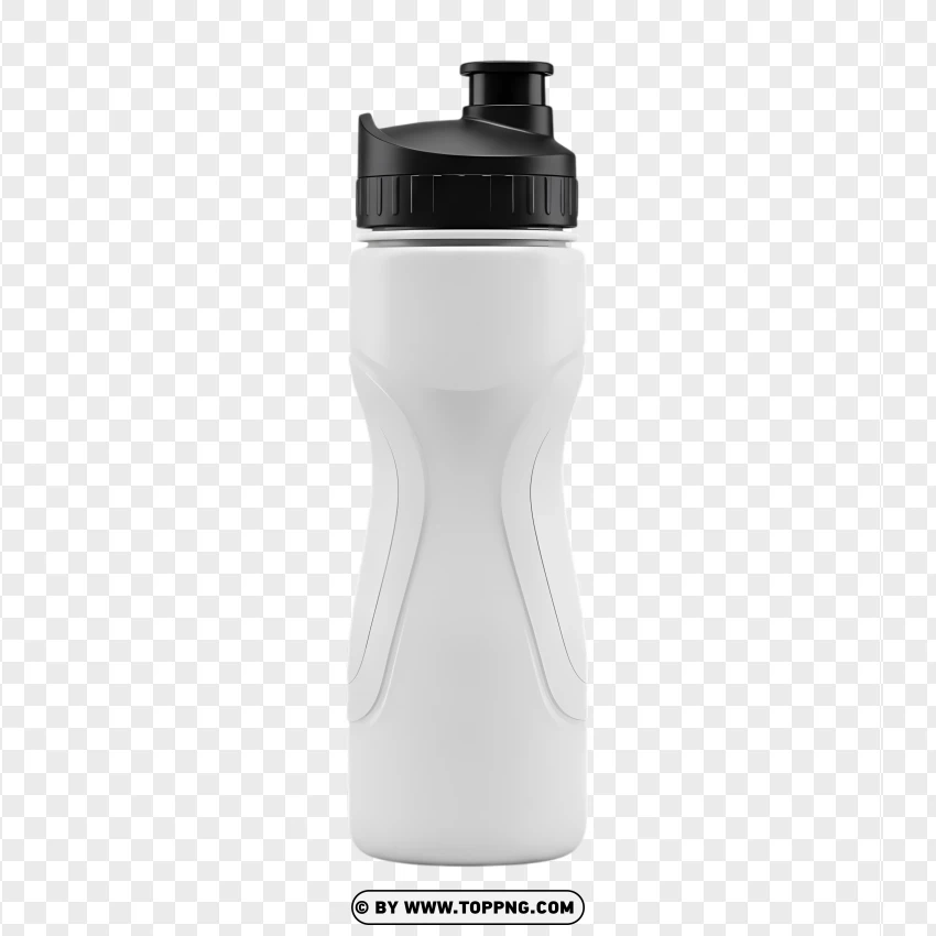 White Plastic Sports Bottle With Slim Shape PNG Transparent Background