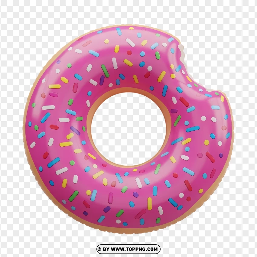 Pink Donut Inflatable Pool Float With Sprinkles PNG Transparent Background