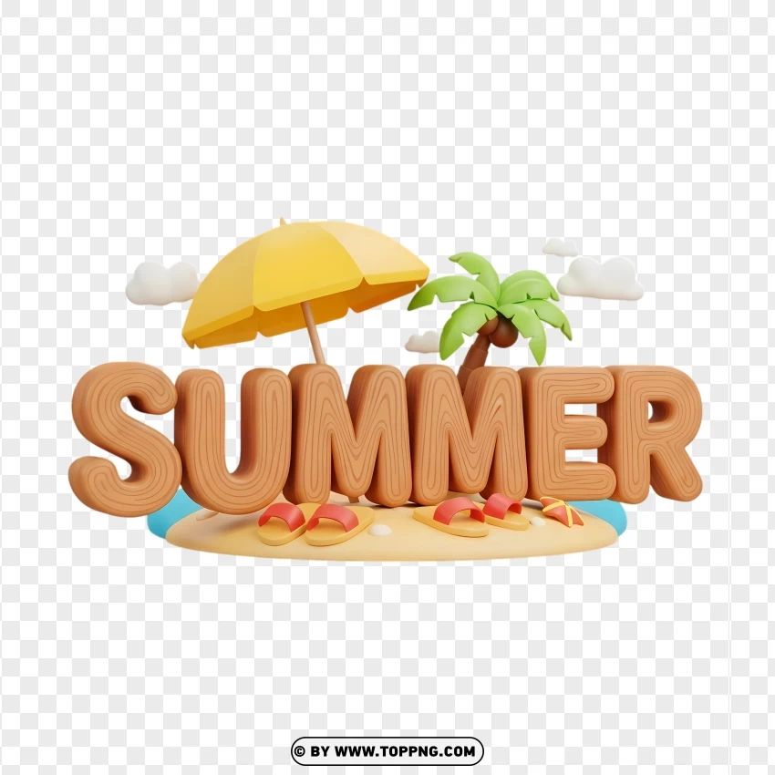 Summer Island Icon With Umbrella And Ball PNG Transparent Background