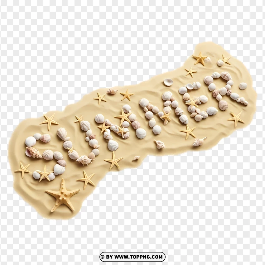 Summer Text Written On Sandy Surface PNG Transparent Background