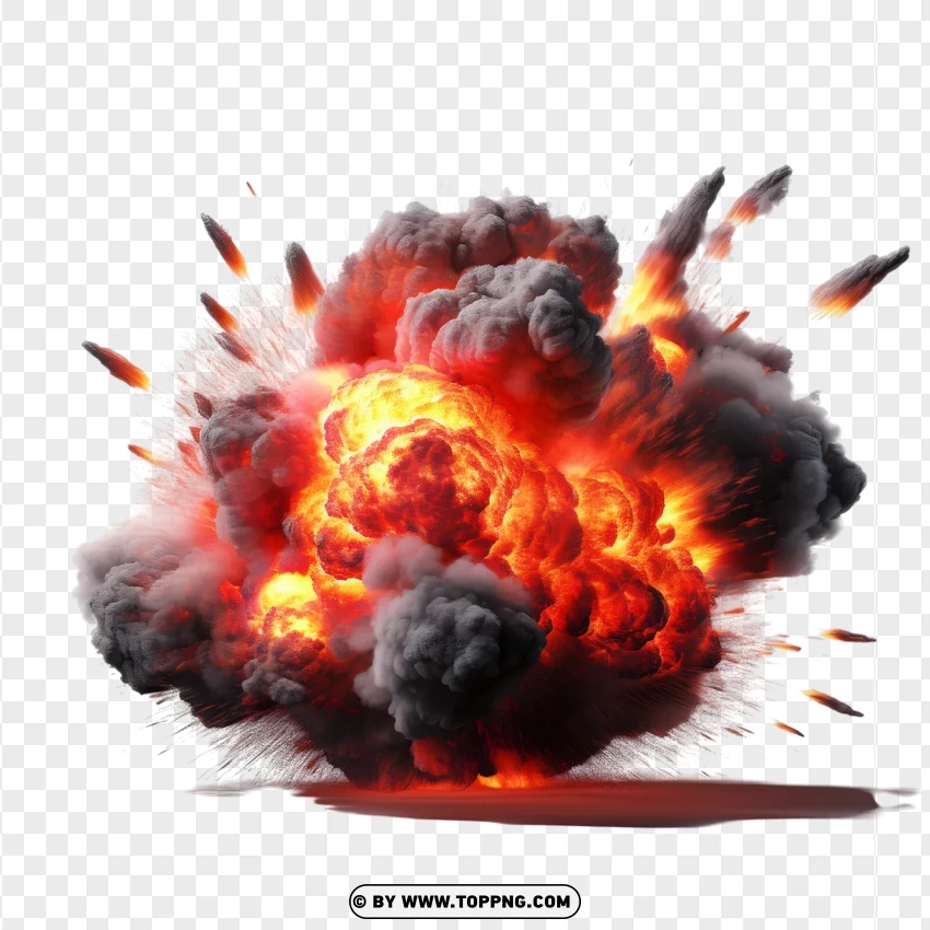 Massive Fireball With Dark Smoke PNG Transparent Background