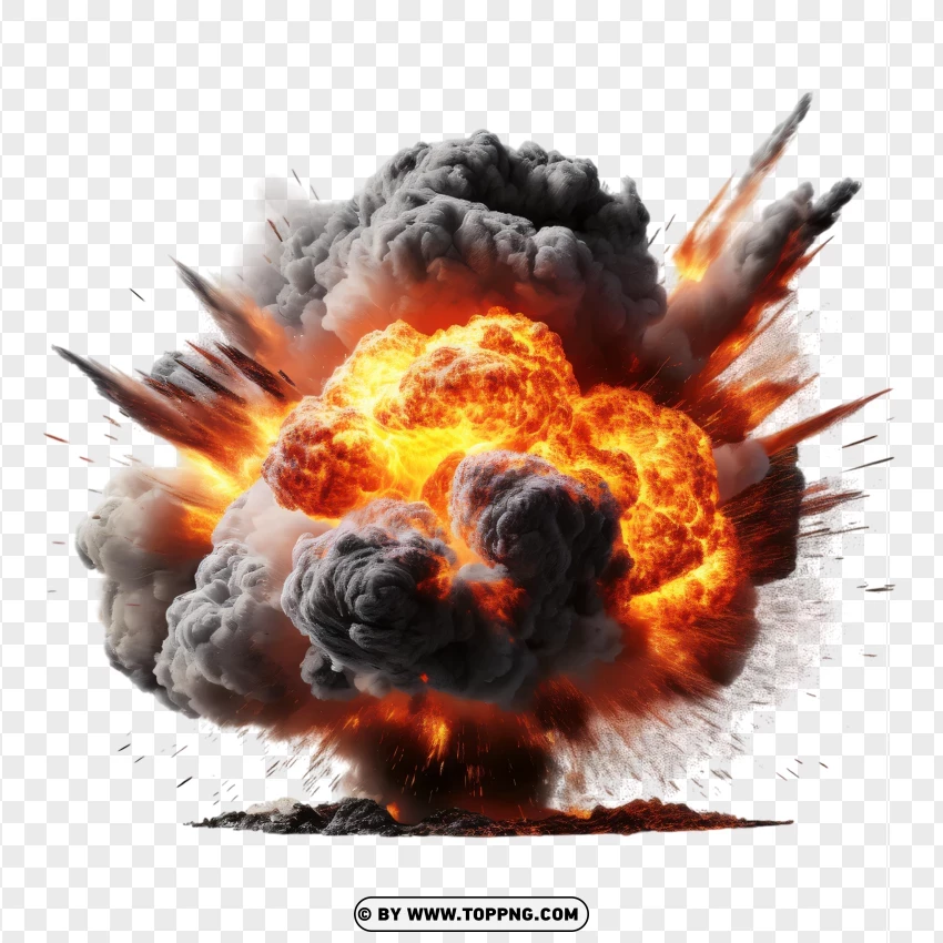 Fiery Explosion With Intense Sparks PNG Transparent Background