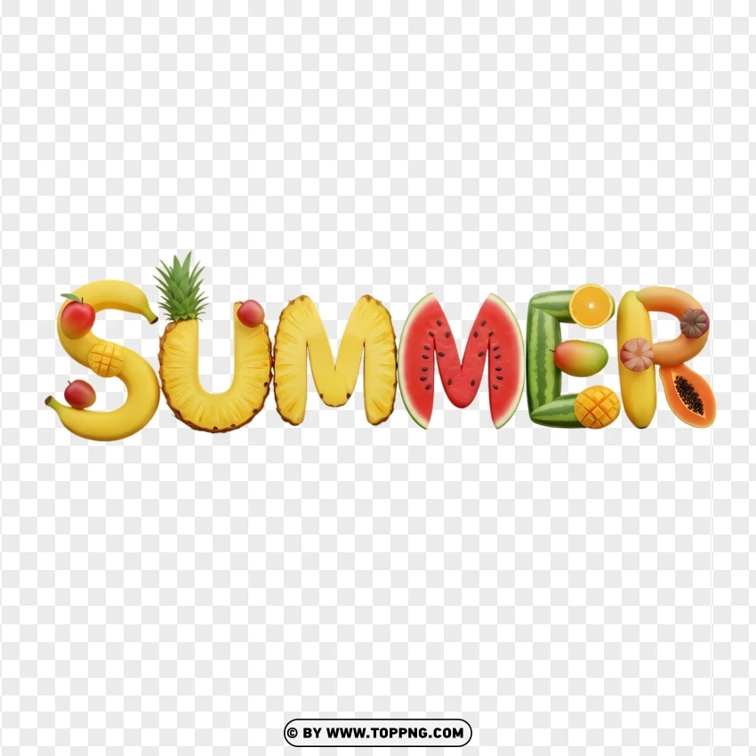 3d Summer Letters With Yellow And Green Gradient PNG Transparent Background