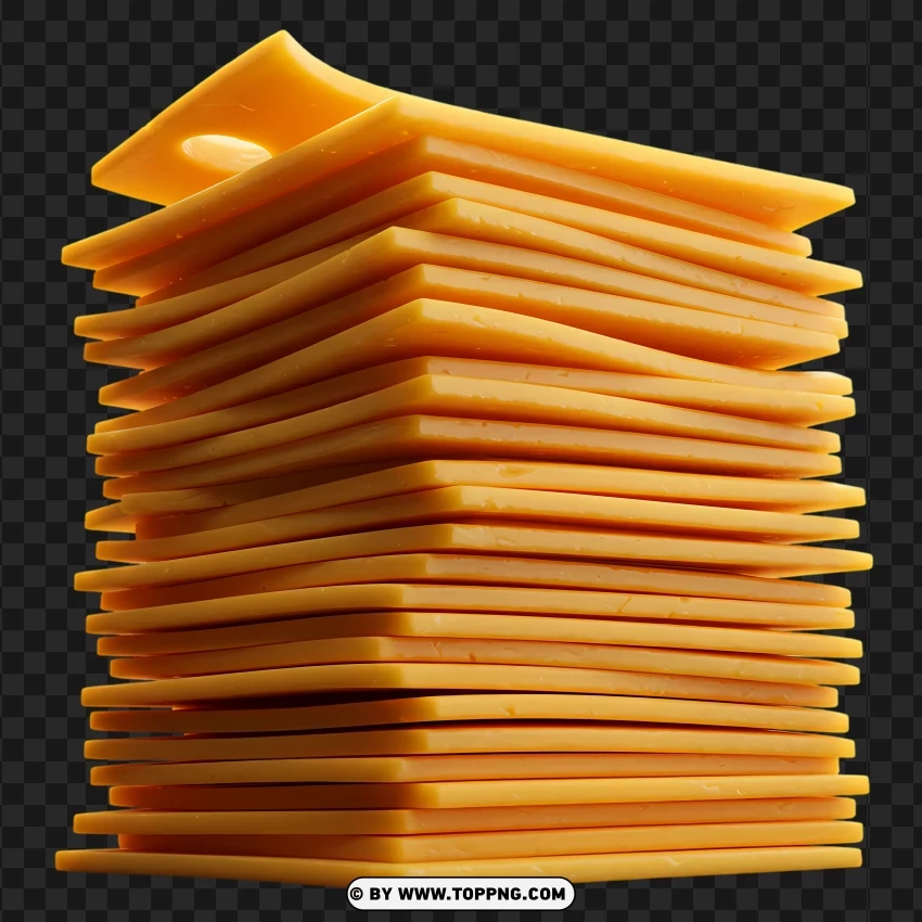 Tall Stack Of American Cheese Slices PNG Transparent Background