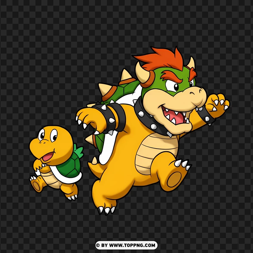 Running Mini Bowser With Koopa PNG Transparent Background