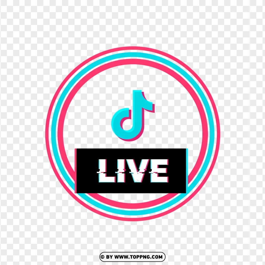 Tiktok Live Circle Logo Button PNG Transparent Background