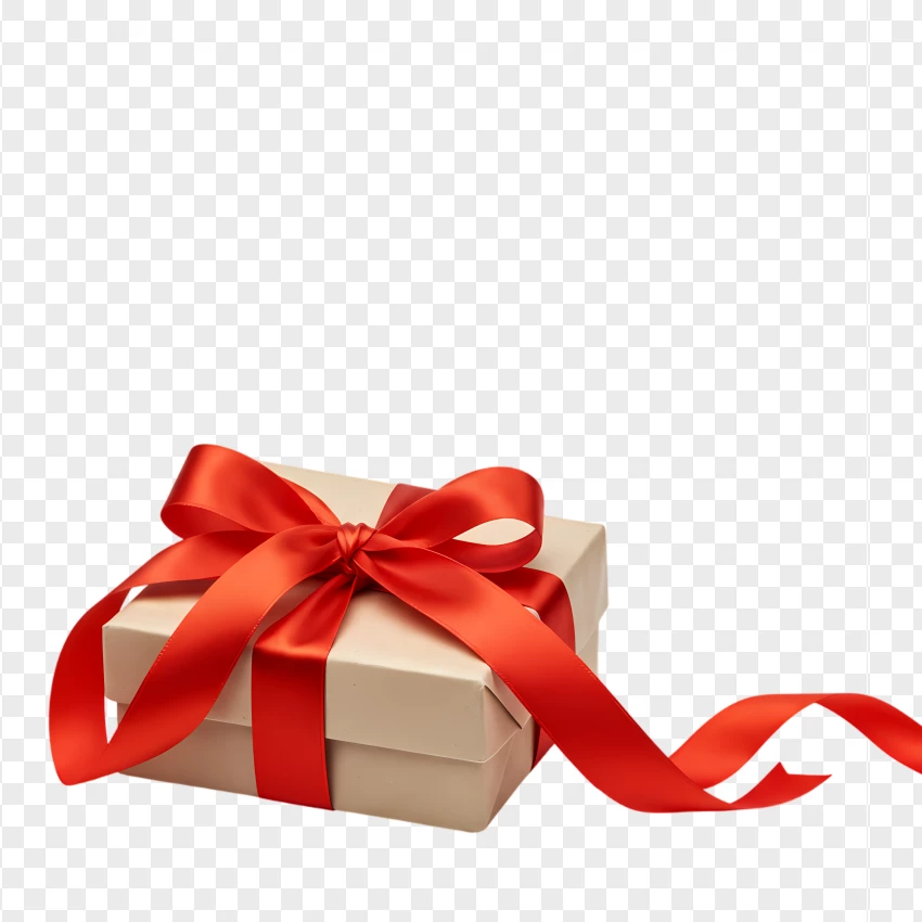 Hd Red Gift Box With Flowing Ribbon PNG Transparent Background