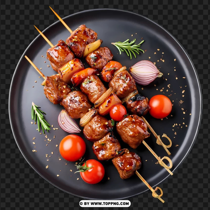 Juicy Beef And Vegetable Skewers PNG Transparent Background