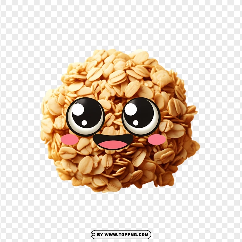 Happy Kawaii Granola Ball With Big Eyes And Smile PNG Transparent Background
