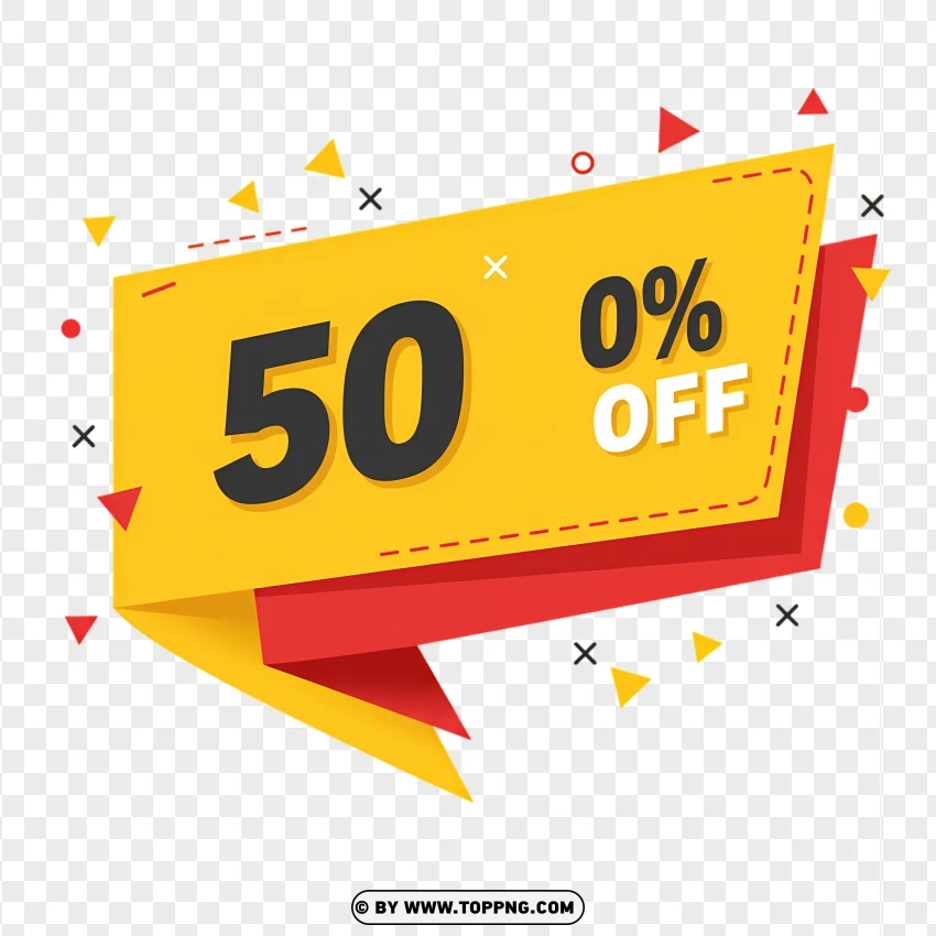 50% Off Discount Label With Special Offer PNG Transparent Background