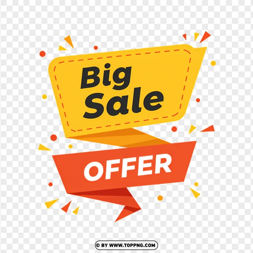 Big Sale Banner With Promotional Offer Tag PNG Transparent Background