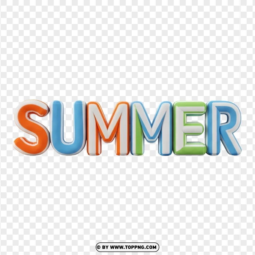 Glossy 3d Summer Text With Gradient Colors PNG Transparent Background