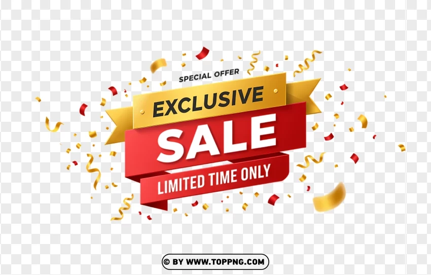 Exclusive Sale Label With Discount Offer PNG Transparent Background