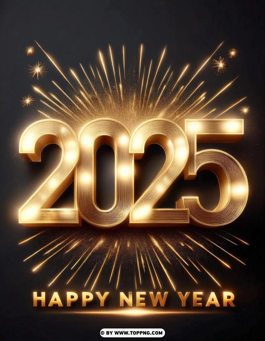 Golden Sparkle 2025 Celebration Template PNG Transparent Background