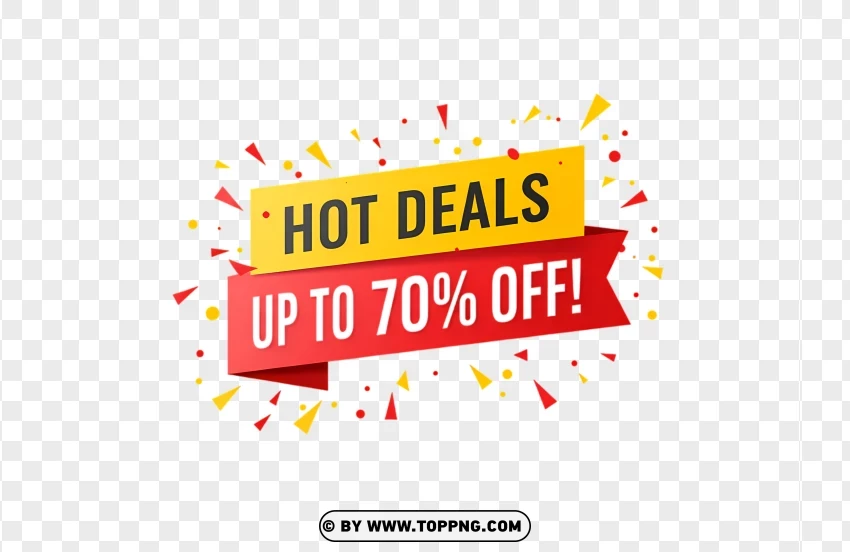 Hot Deals Sticker With 70% Off Discount PNG Transparent Background