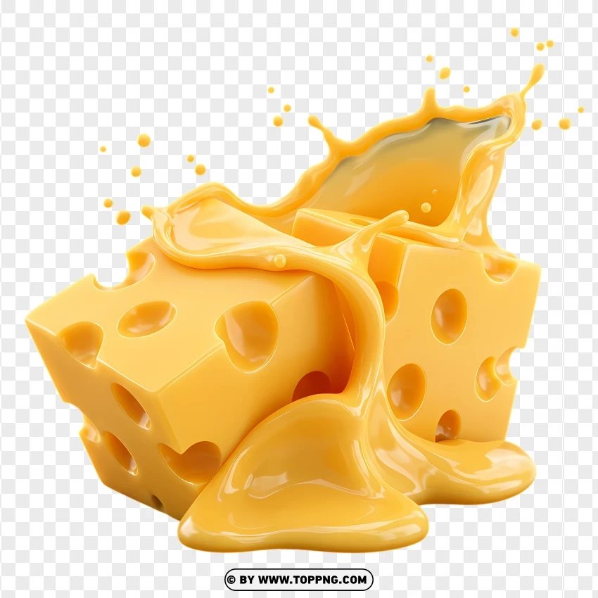 Realistic Explosion Of Cheddar Cheese Cubes PNG Transparent Background