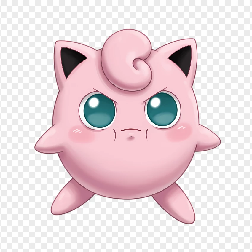 Angry Jigglypuff Pokémon Art PNG Transparent Background