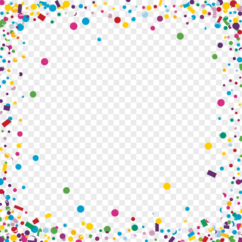 Multicolor Confetti Border PNG Transparent Background