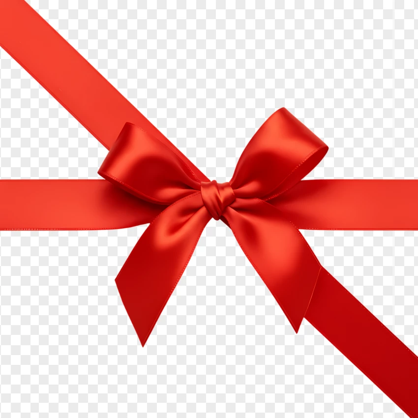 Realistic Red Gift Wrap Ribbon With Bow PNG Transparent Background