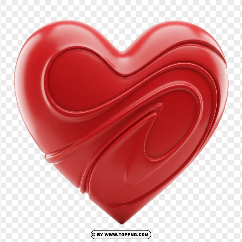 Swirled Heart Art With Glossy 3d Texture PNG Transparent Background