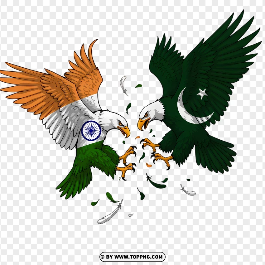 Eagle Vs Hawk Fight India Pakistan PNG Transparent Background