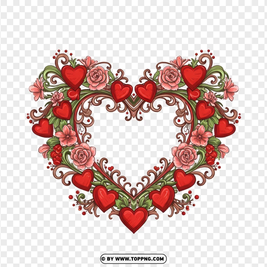 Elegant Heart Border Design With Vintage Look PNG Transparent Background