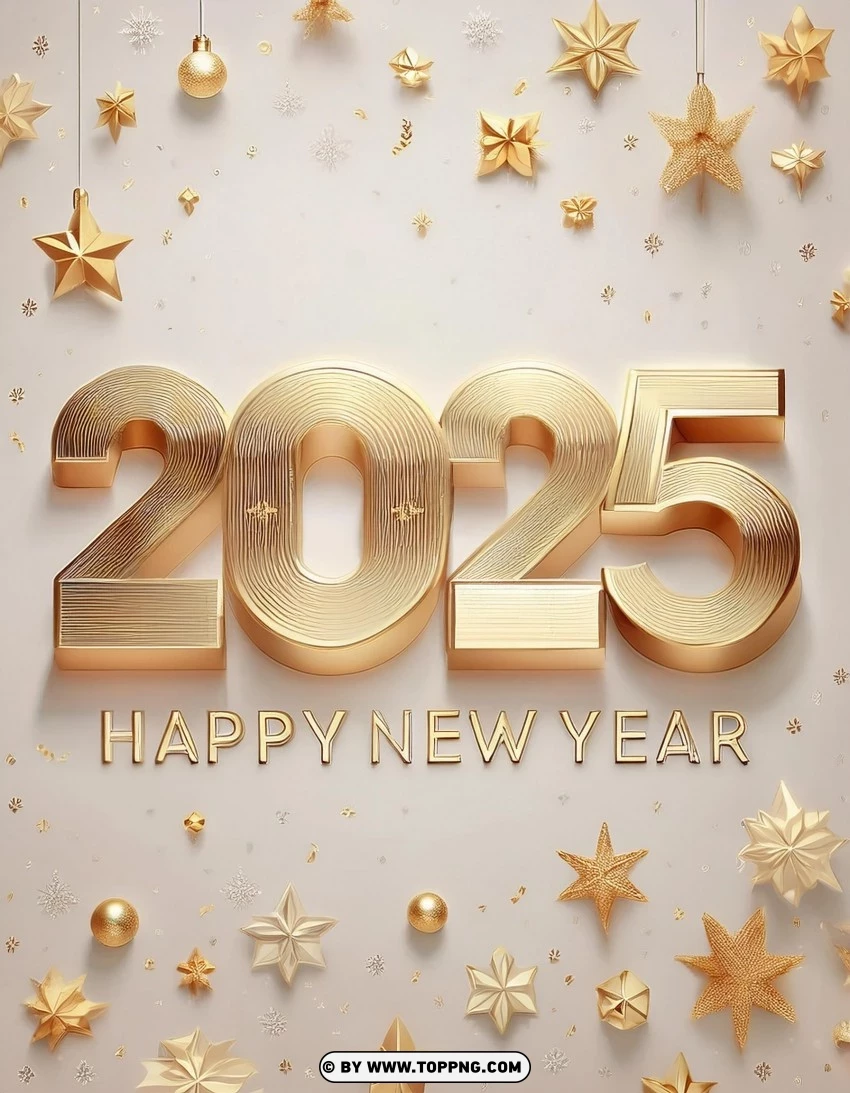 Gold And White 2025 Holiday Greeting Card PNG Transparent Background