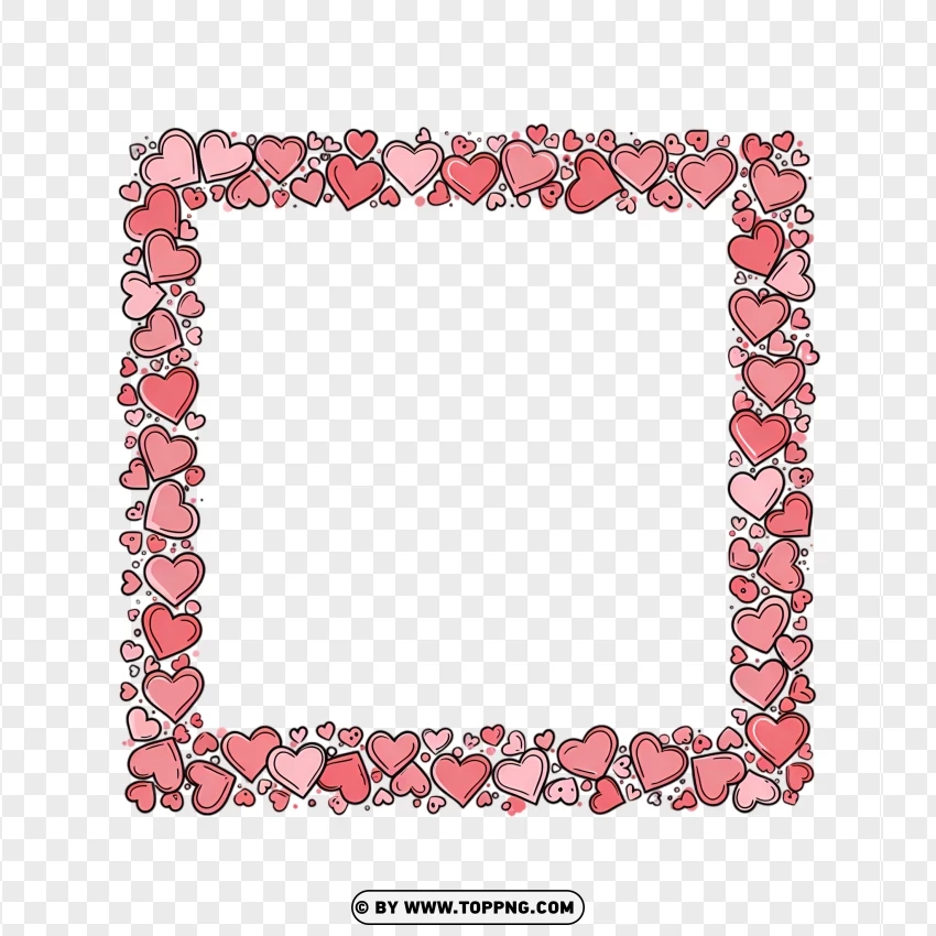 Frame Heart Border With Modern Red Design PNG Transparent Background