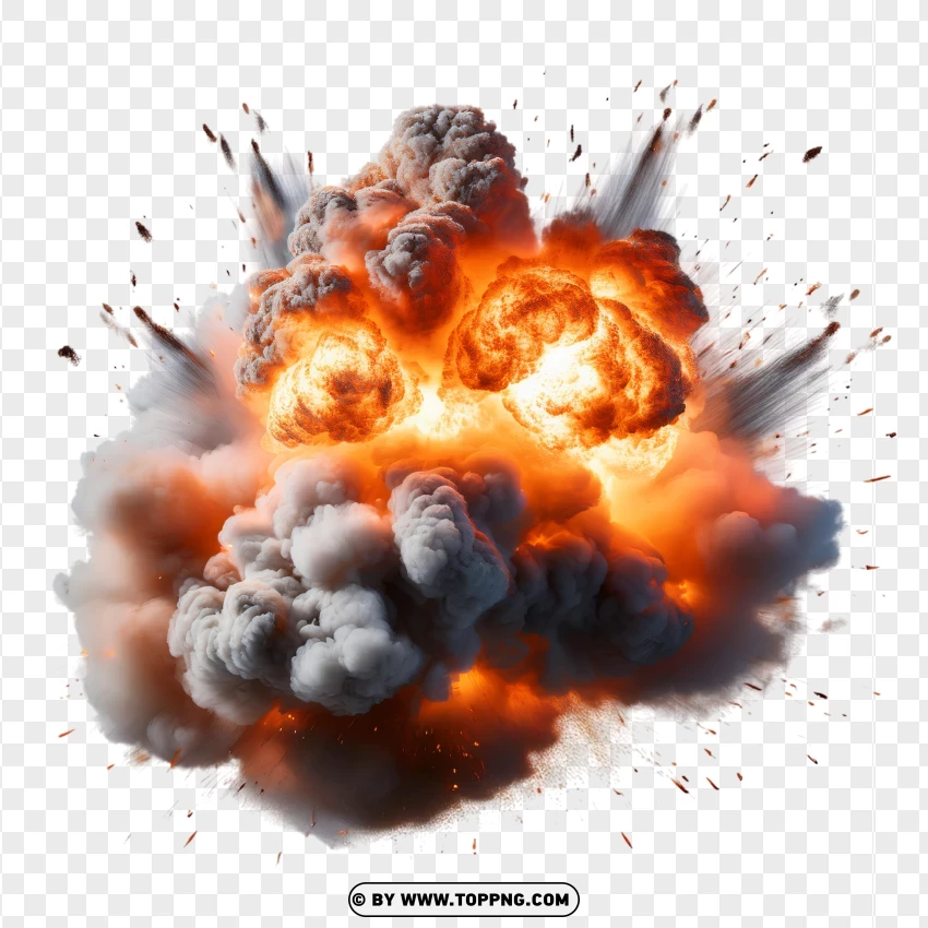 Bright Fireball Blast With Smoke PNG Transparent Background