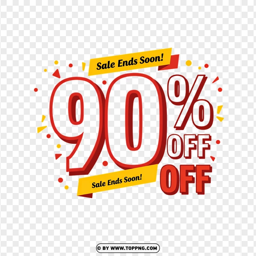 90% Off Sale With Flash Discount Label PNG Transparent Background