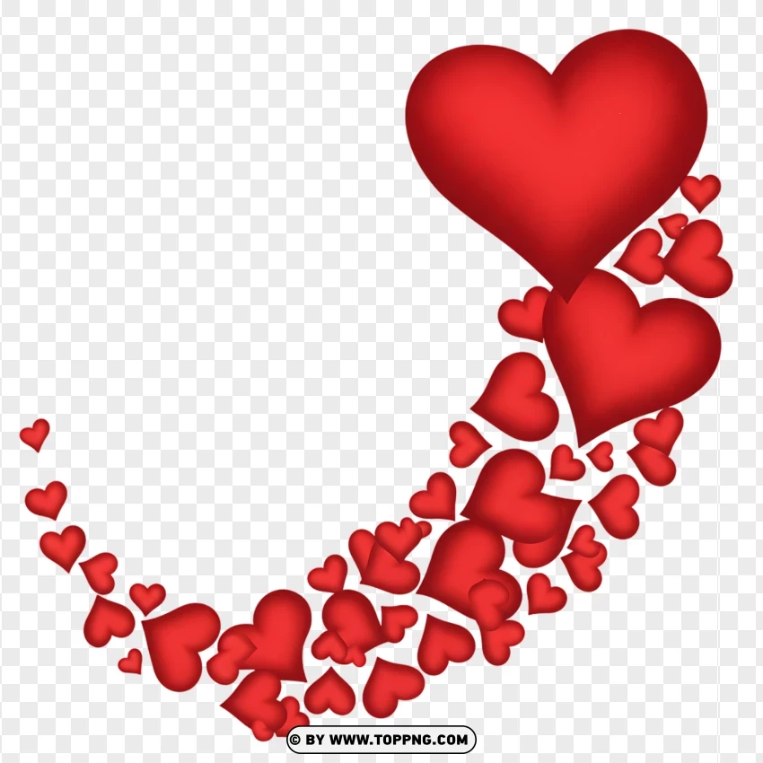 Horizontal Heart Border With Flowing Hearts PNG Transparent Background