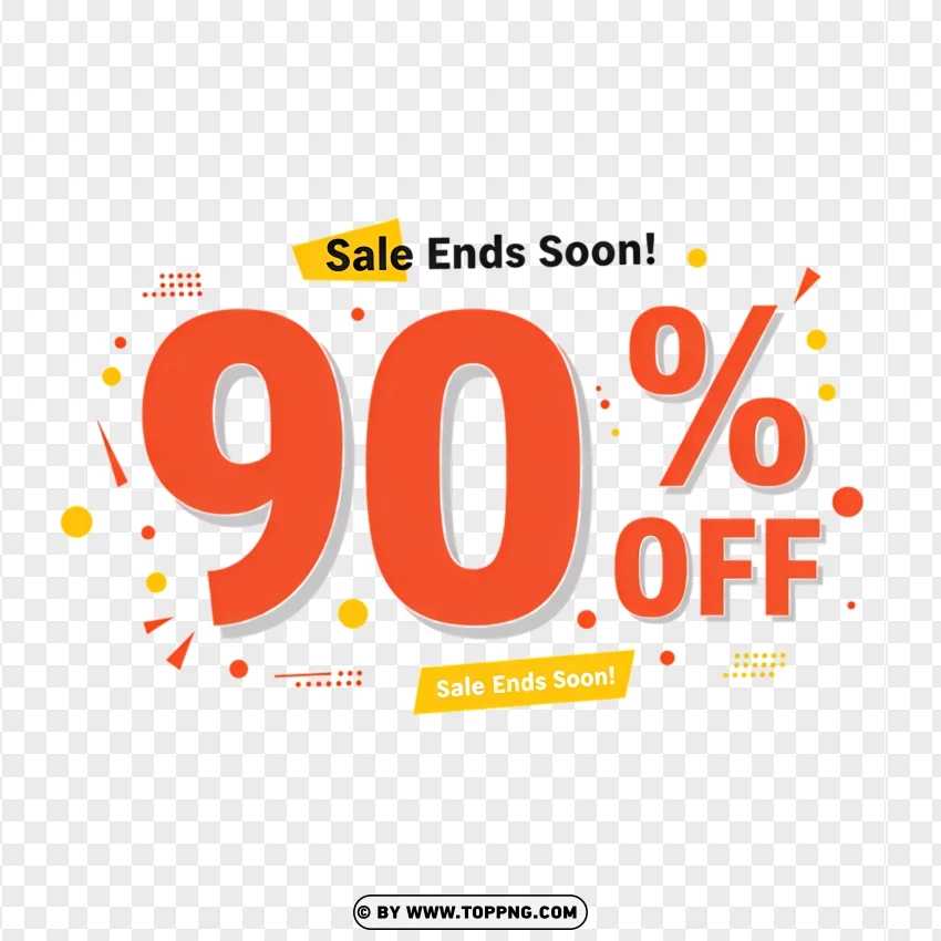 90% Off Sale With Flash Discount Banner PNG Transparent Background