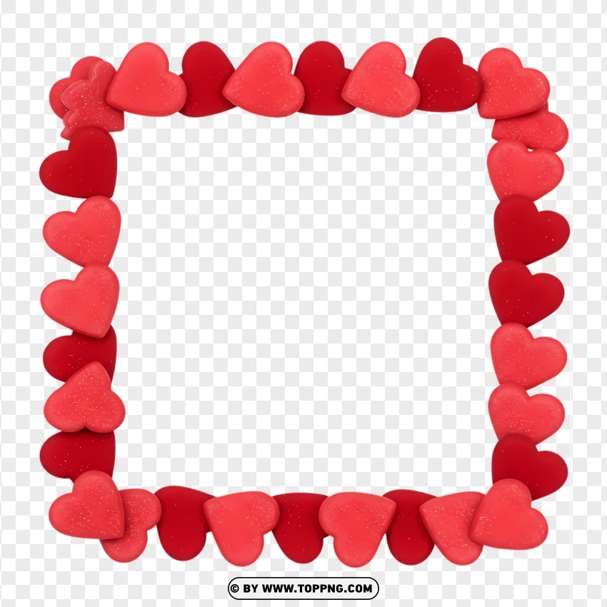 Heart Border Portrait With Bold Red Frame PNG Transparent Background