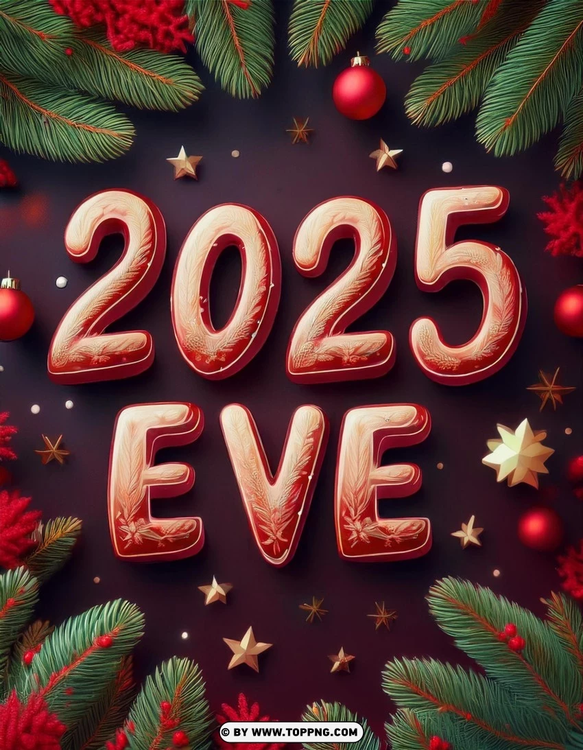 New Year 2025 Eve Clock Design PNG Transparent Background