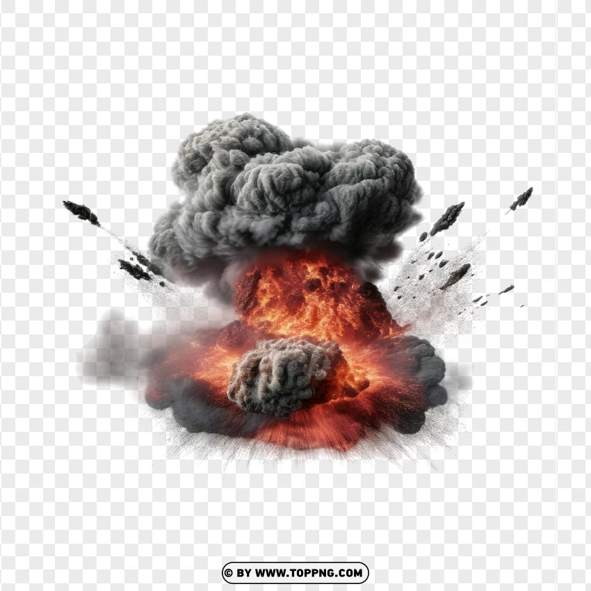 Fiery Explosion With Rising Smoke PNG Transparent Background